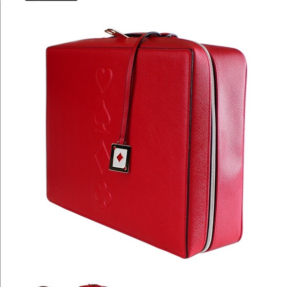 Estee Lauder Red Playing Cards Symbols Cosmetic Makeup Case Travel Bag - Picture 2 of 6